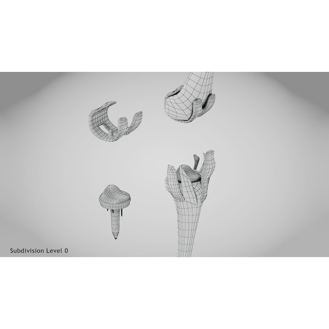 Knee Implant 3D Model – Low Poly Medical Asset, PBR Textures - View 30