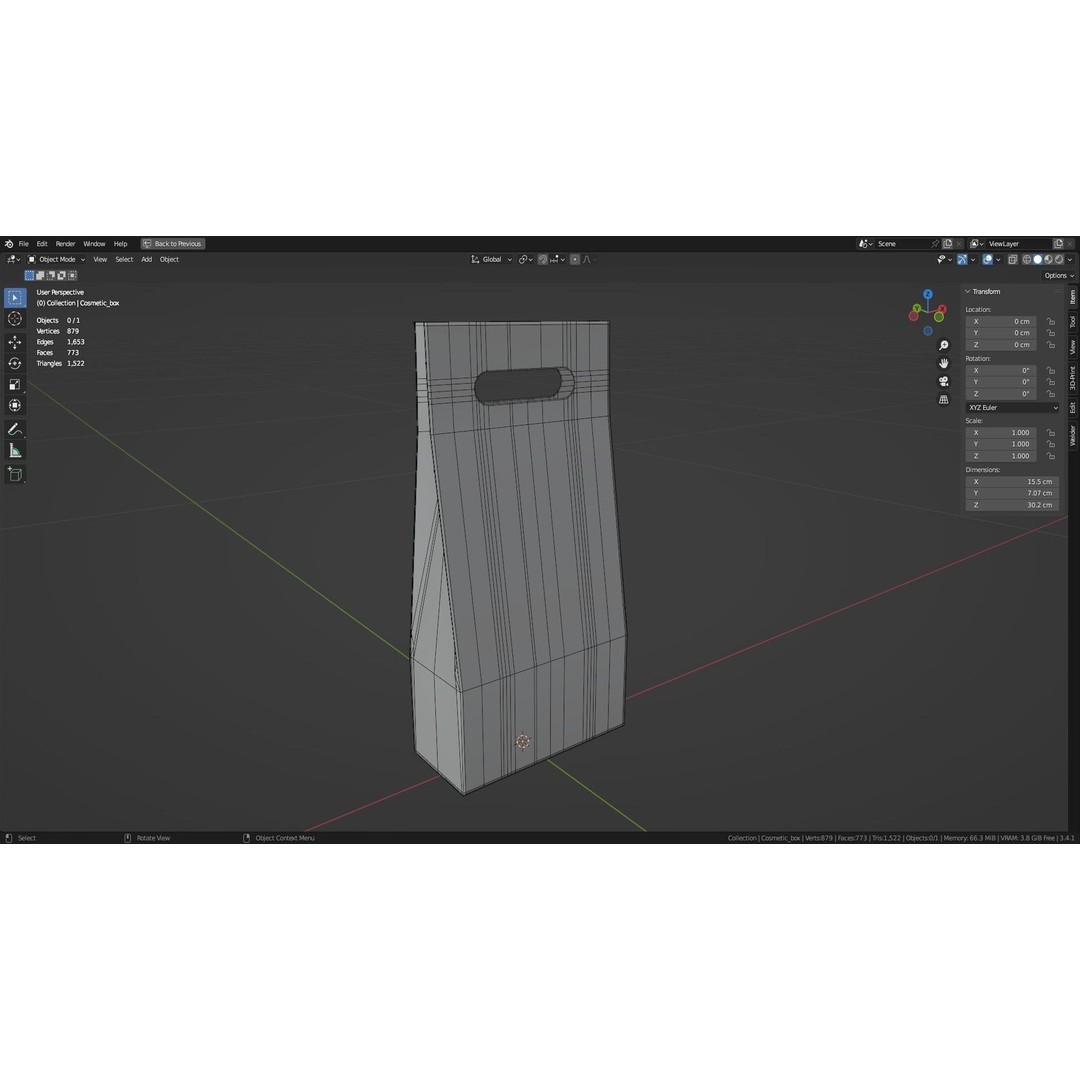 Empty Cosmetics Box 3D Model – Low Poly, Blender, FBX, Game Ready - View 25