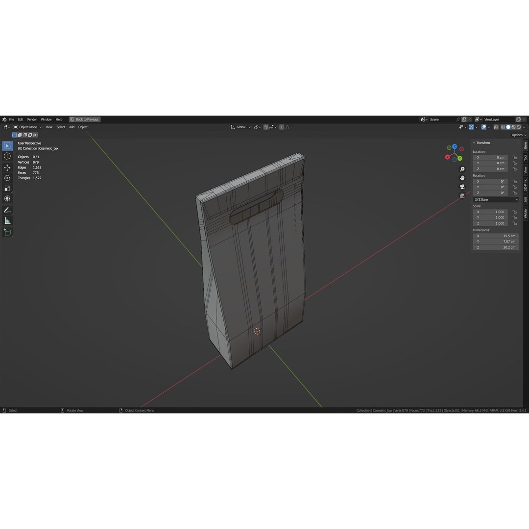 Empty Cosmetics Box 3D Model – Low Poly, Blender, FBX, Game Ready - View 26