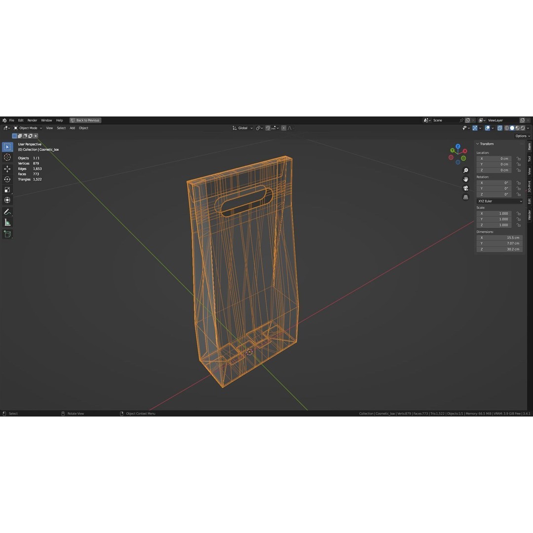 Empty Cosmetics Box 3D Model – Low Poly, Blender, FBX, Game Ready - View 27