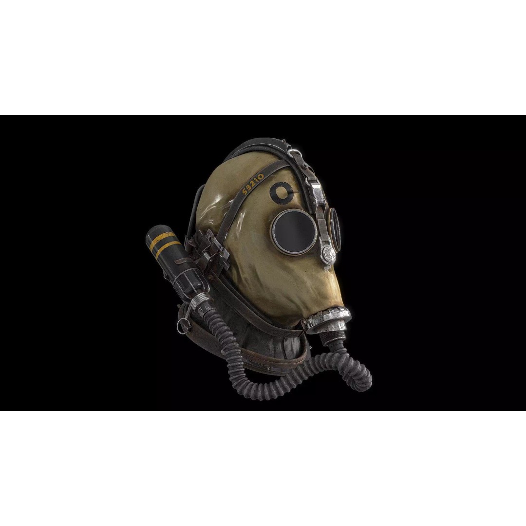 Postapocalyptic Gas Mask 3D Model – Low Poly PBR Game Asset, FBX - View 2