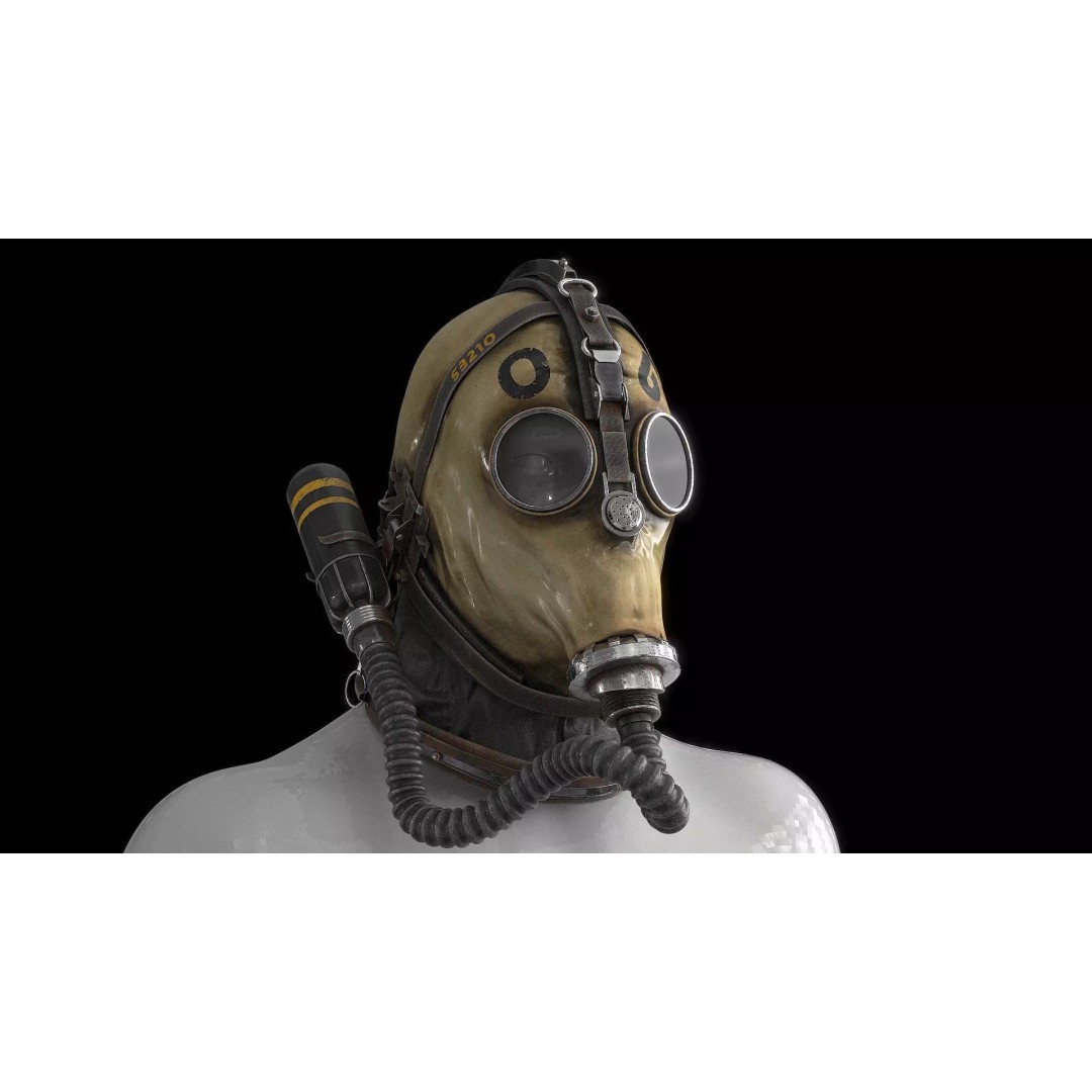 Postapocalyptic Gas Mask 3D Model – Low Poly PBR Game Asset, FBX - View 3
