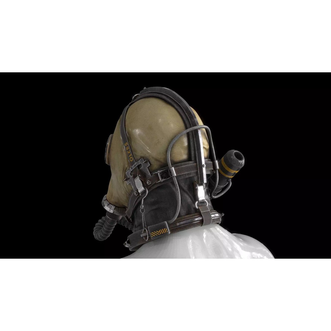 Postapocalyptic Gas Mask 3D Model – Low Poly PBR Game Asset, FBX - View 4