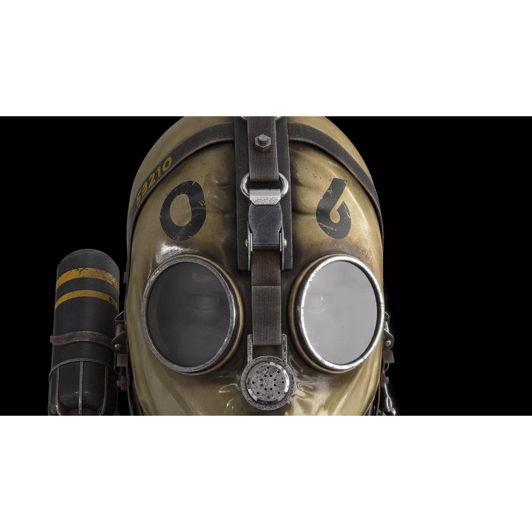 Postapocalyptic Gas Mask 3D Model – Low Poly PBR Game Asset, FBX - View 5