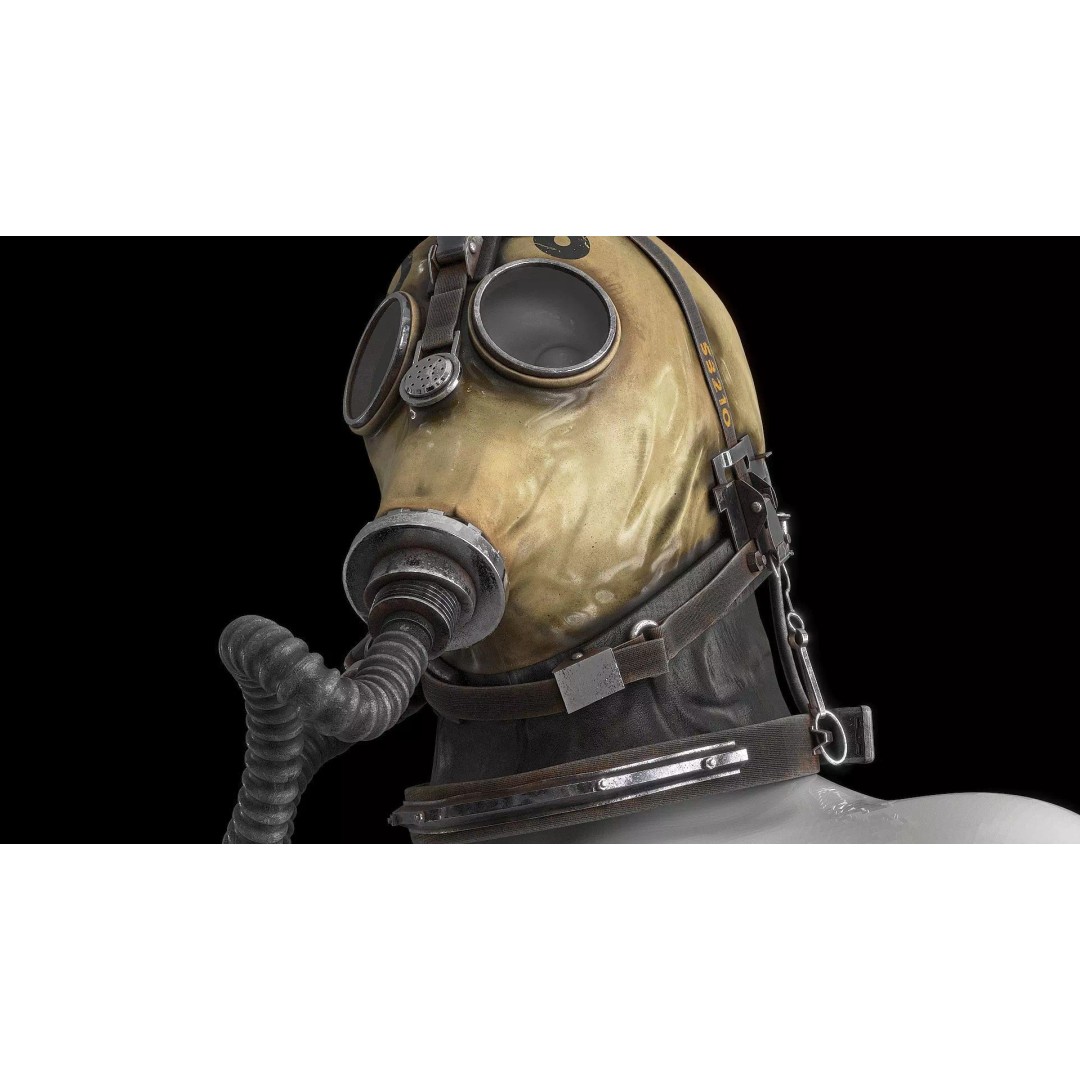Postapocalyptic Gas Mask 3D Model – Low Poly PBR Game Asset, FBX - View 6