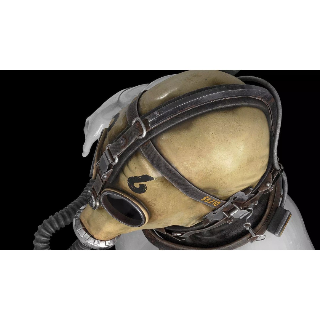 Postapocalyptic Gas Mask 3D Model – Low Poly PBR Game Asset, FBX - View 7