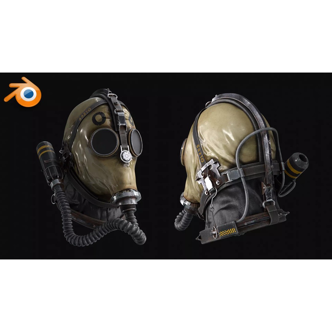 Postapocalyptic Gas Mask 3D Model – Low Poly PBR Game Asset, FBX - View 9