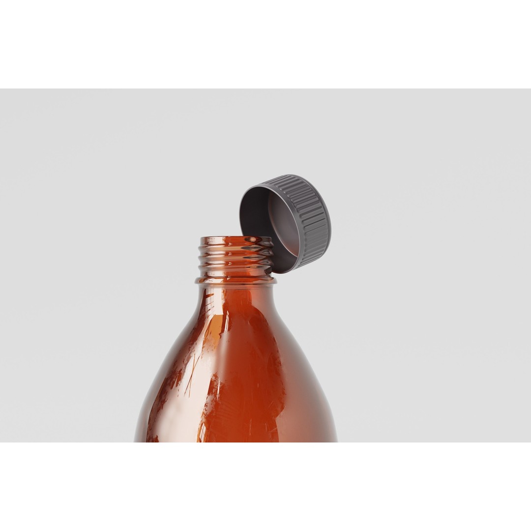 Amber Glass Cosmetic Packaging Bottle 3D Model – Low Poly, FBX, OBJ