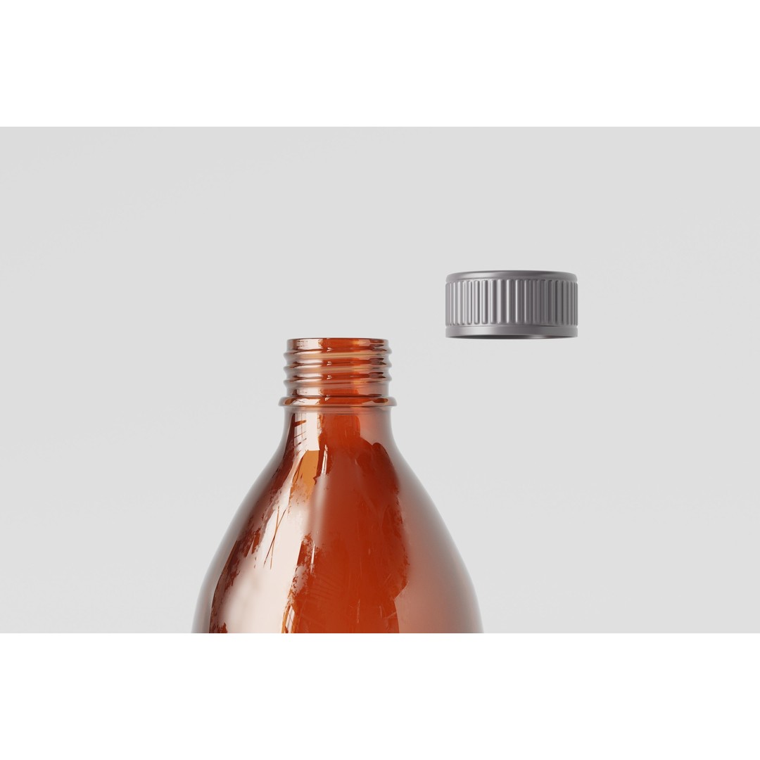 Amber Glass Cosmetic Packaging Bottle 3D Model – Low Poly, FBX, OBJ - View 10