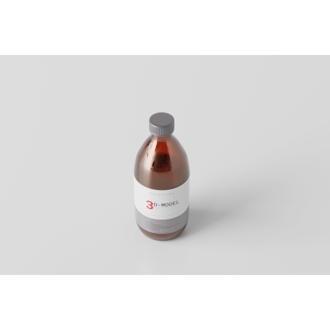 Amber Glass Cosmetic Packaging Bottle 3D Model – Low Poly, FBX, OBJ - View 5