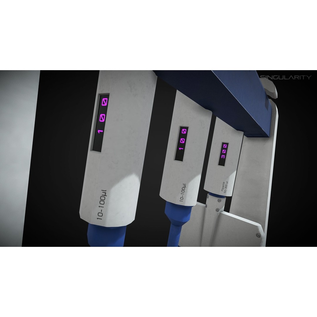 Micropipette 3D Model – Low Poly Laboratory Asset, FBX, PBR - View 4