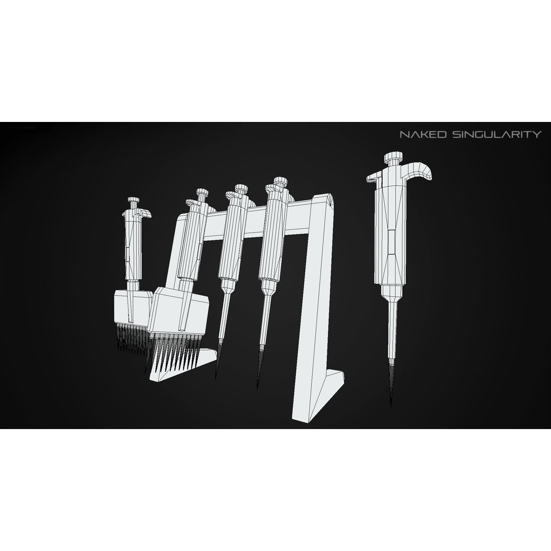 Micropipette 3D Model – Low Poly Laboratory Asset, FBX, PBR - View 9