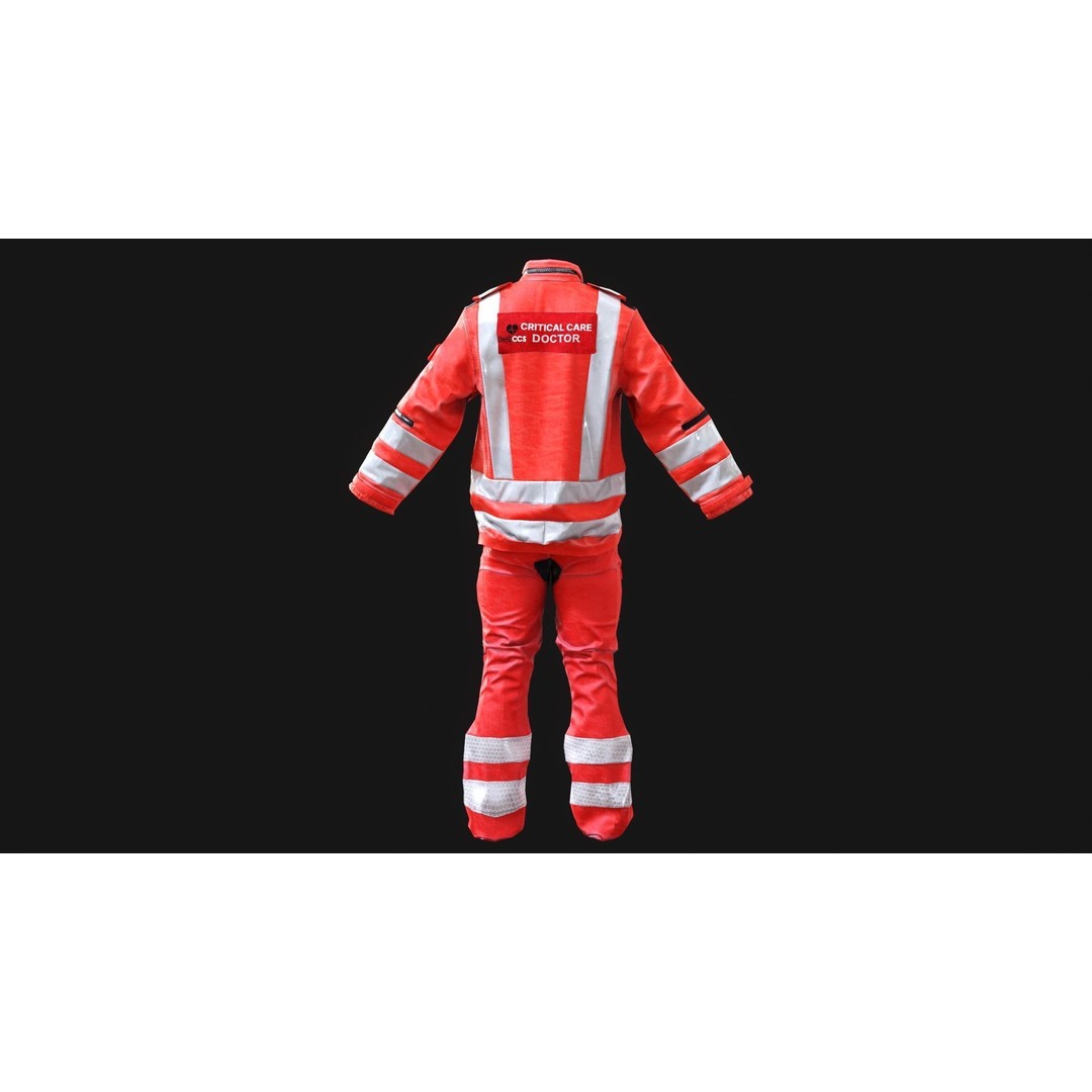 Paramedics and Doctors Flight Suit 3D Model – Low Poly PBR Medical Uniform - View 10