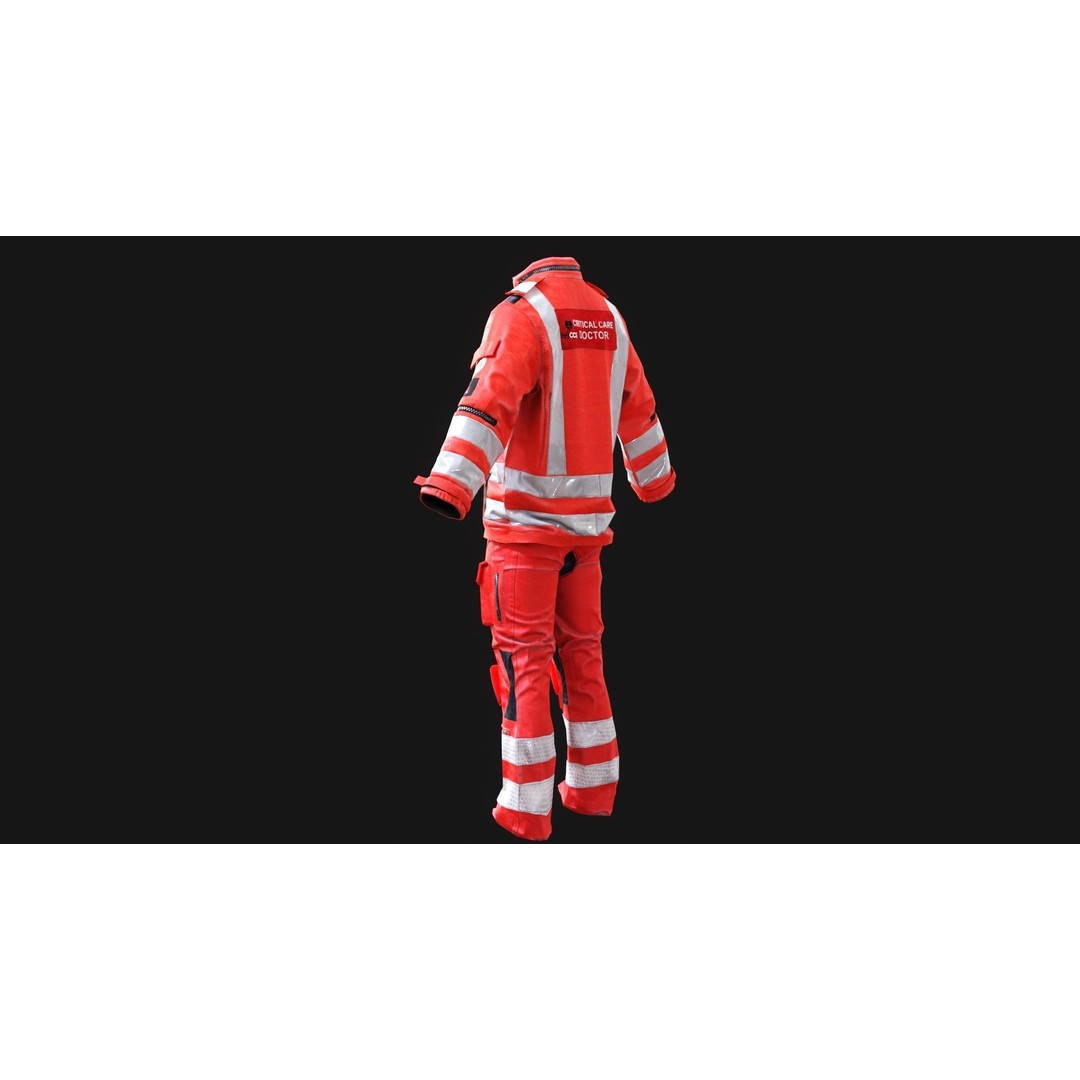 Paramedics and Doctors Flight Suit 3D Model – Low Poly PBR Medical Uniform - View 11