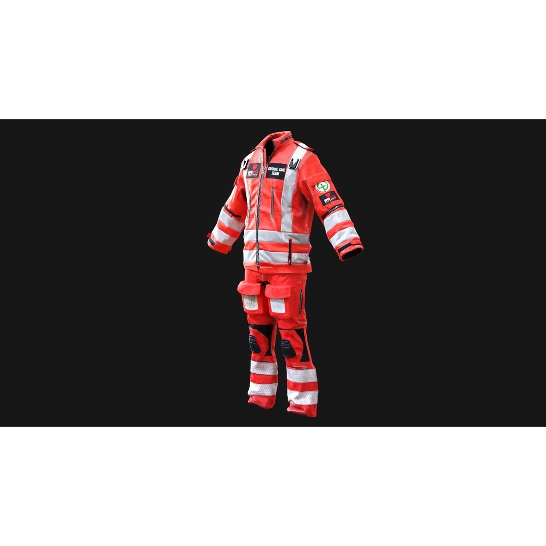 Paramedics and Doctors Flight Suit 3D Model – Low Poly PBR Medical Uniform - View 12