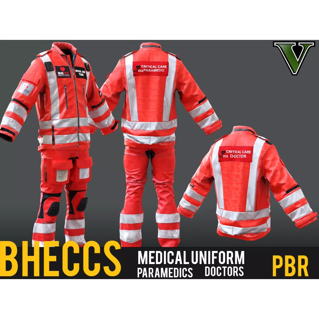 Paramedics and Doctors Flight Suit 3D Model – Low Poly PBR Medical Uniform - View 2