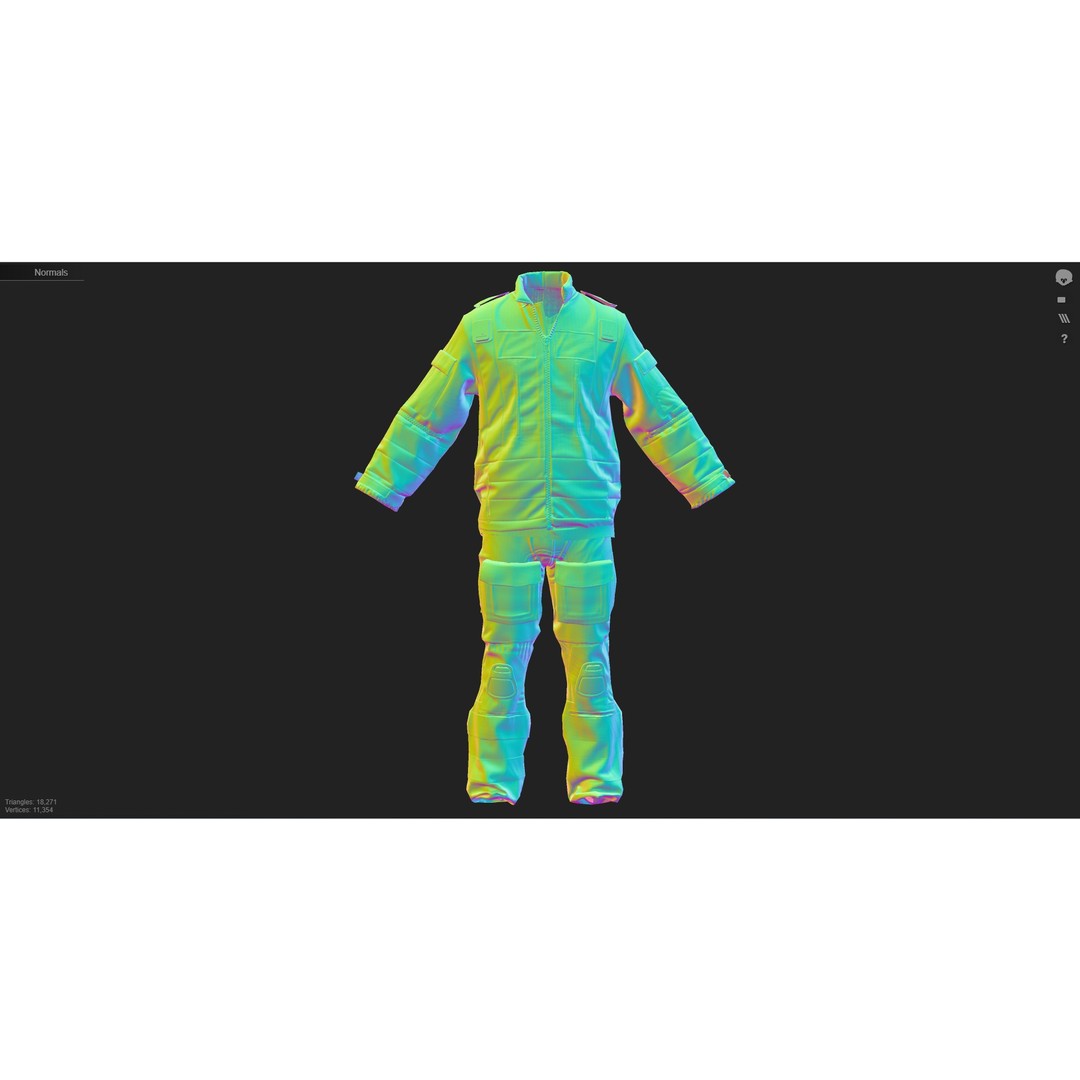 Paramedics and Doctors Flight Suit 3D Model – Low Poly PBR Medical Uniform - View 5