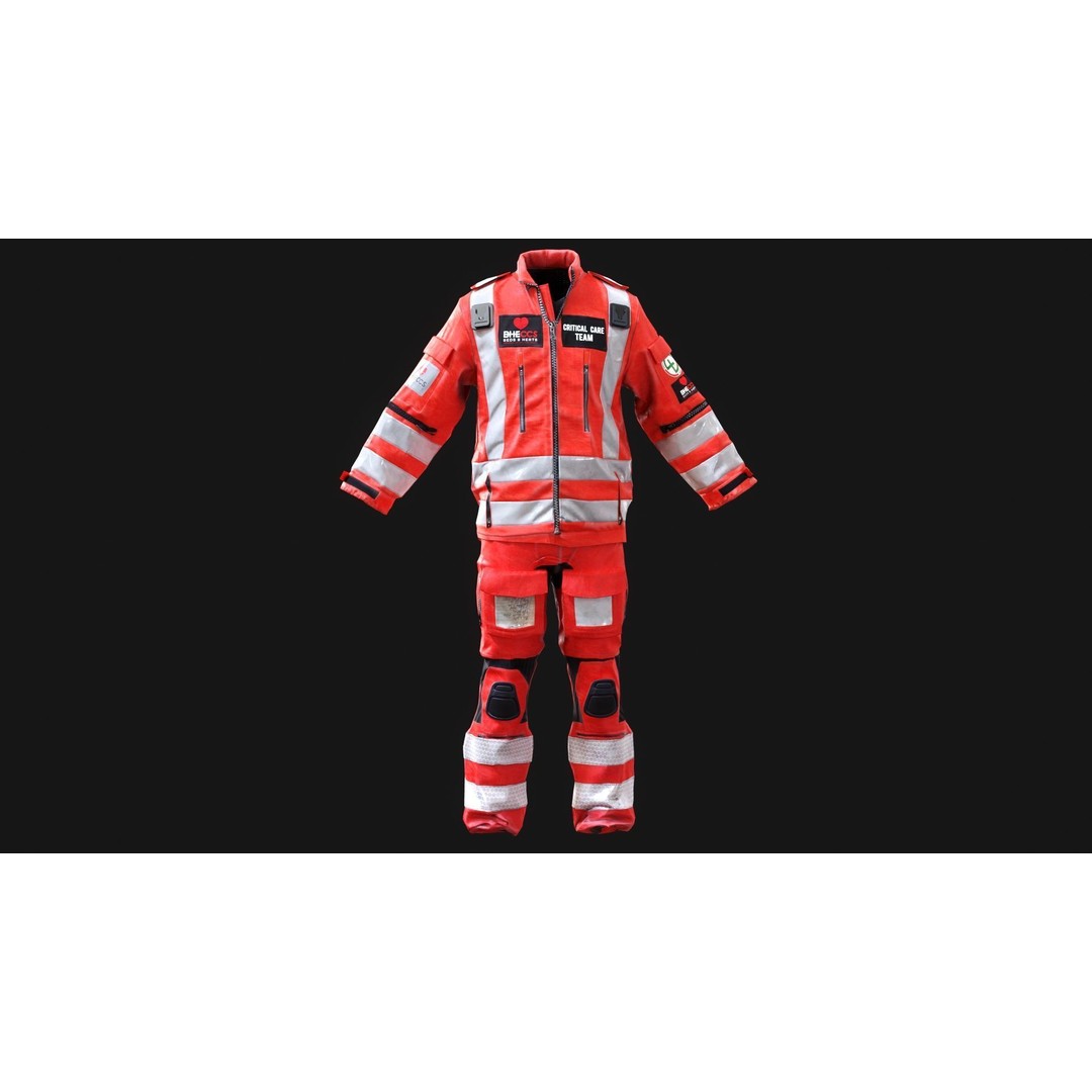 Paramedics and Doctors Flight Suit 3D Model – Low Poly PBR Medical Uniform - View 7