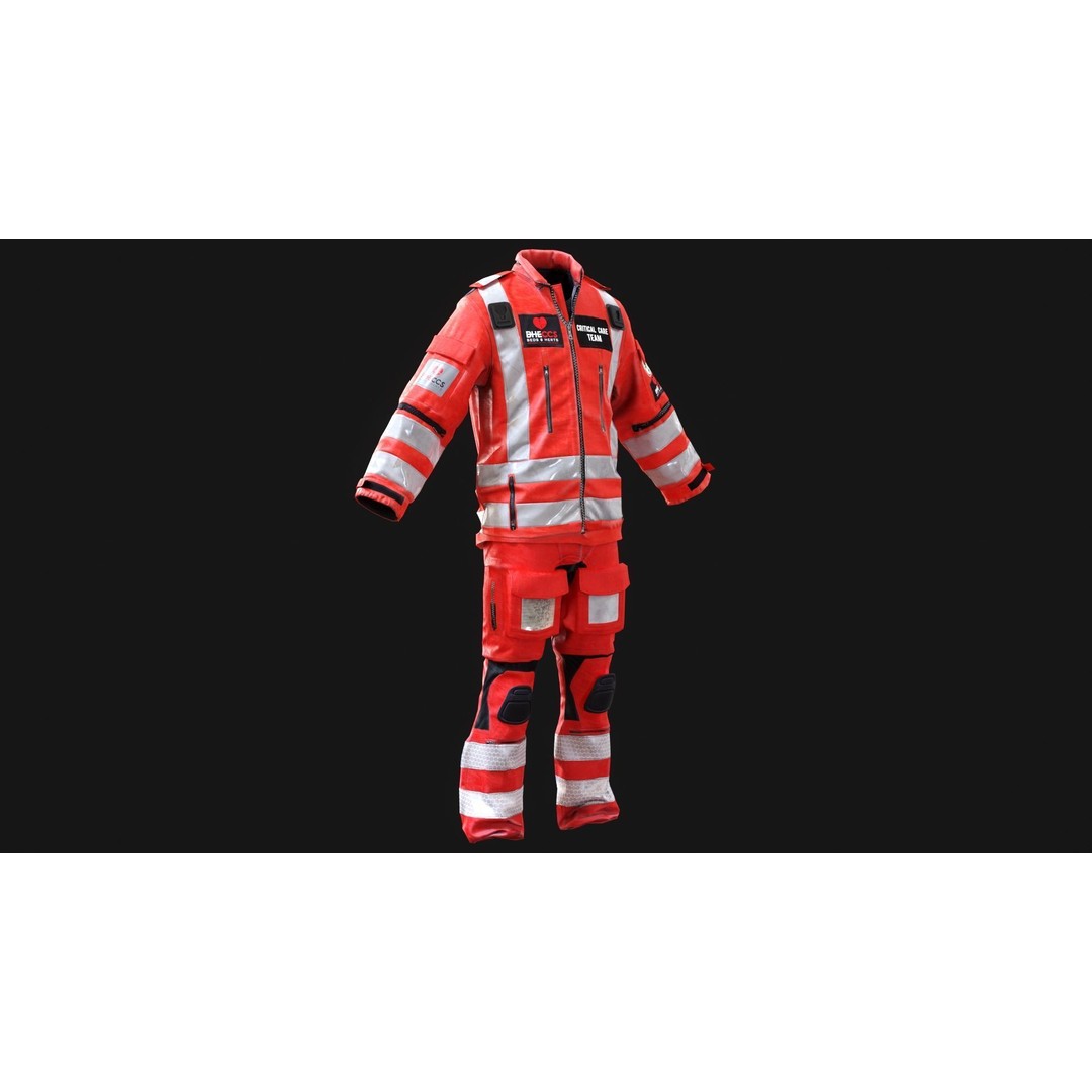 Paramedics and Doctors Flight Suit 3D Model – Low Poly PBR Medical Uniform - View 8