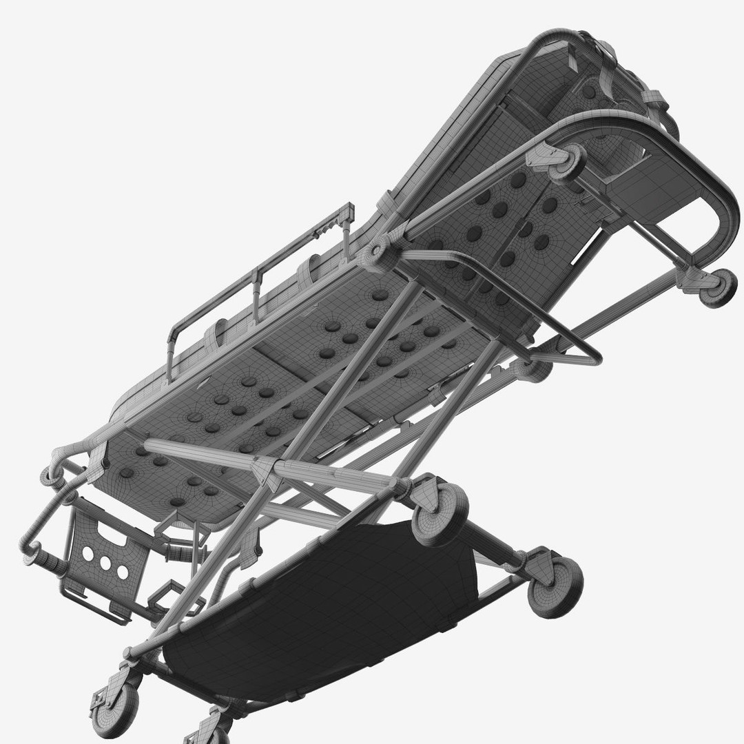 Ambulance Stretcher Trolley 3D Model – Detailed Medical Transport Asset, FBX, OBJ, Blender