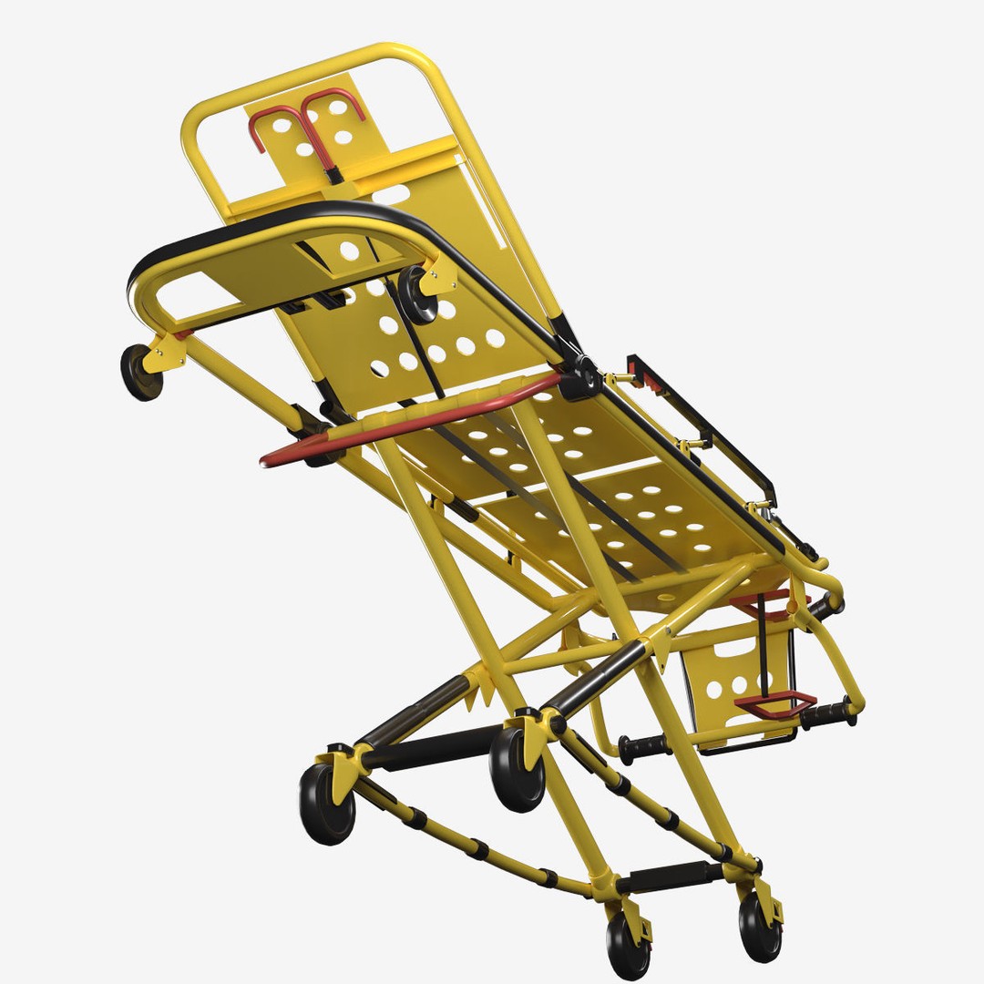 Ambulance Stretcher Trolley 3D Model – Detailed Medical Transport Asset, FBX, OBJ, Blender - View 10
