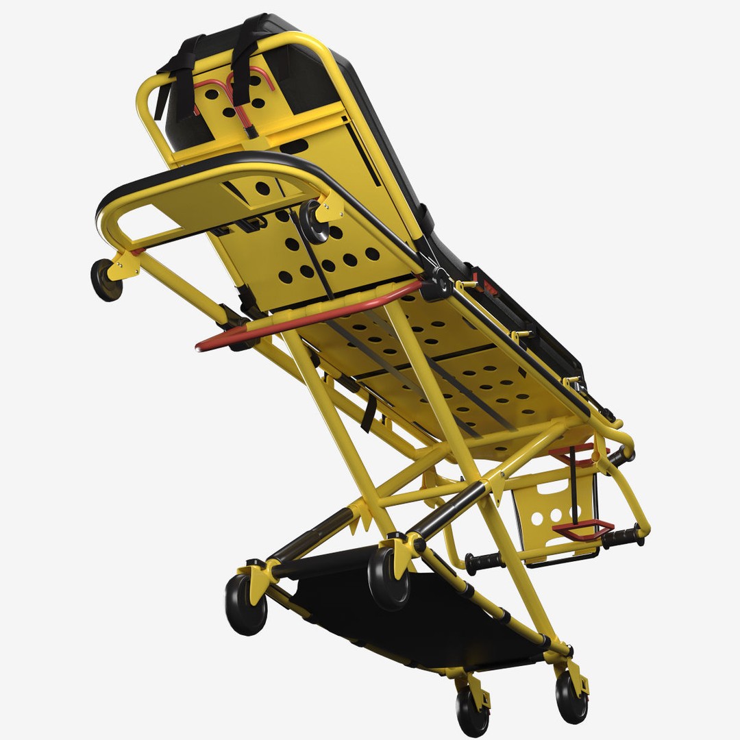 Ambulance Stretcher Trolley 3D Model – Detailed Medical Transport Asset, FBX, OBJ, Blender - View 11