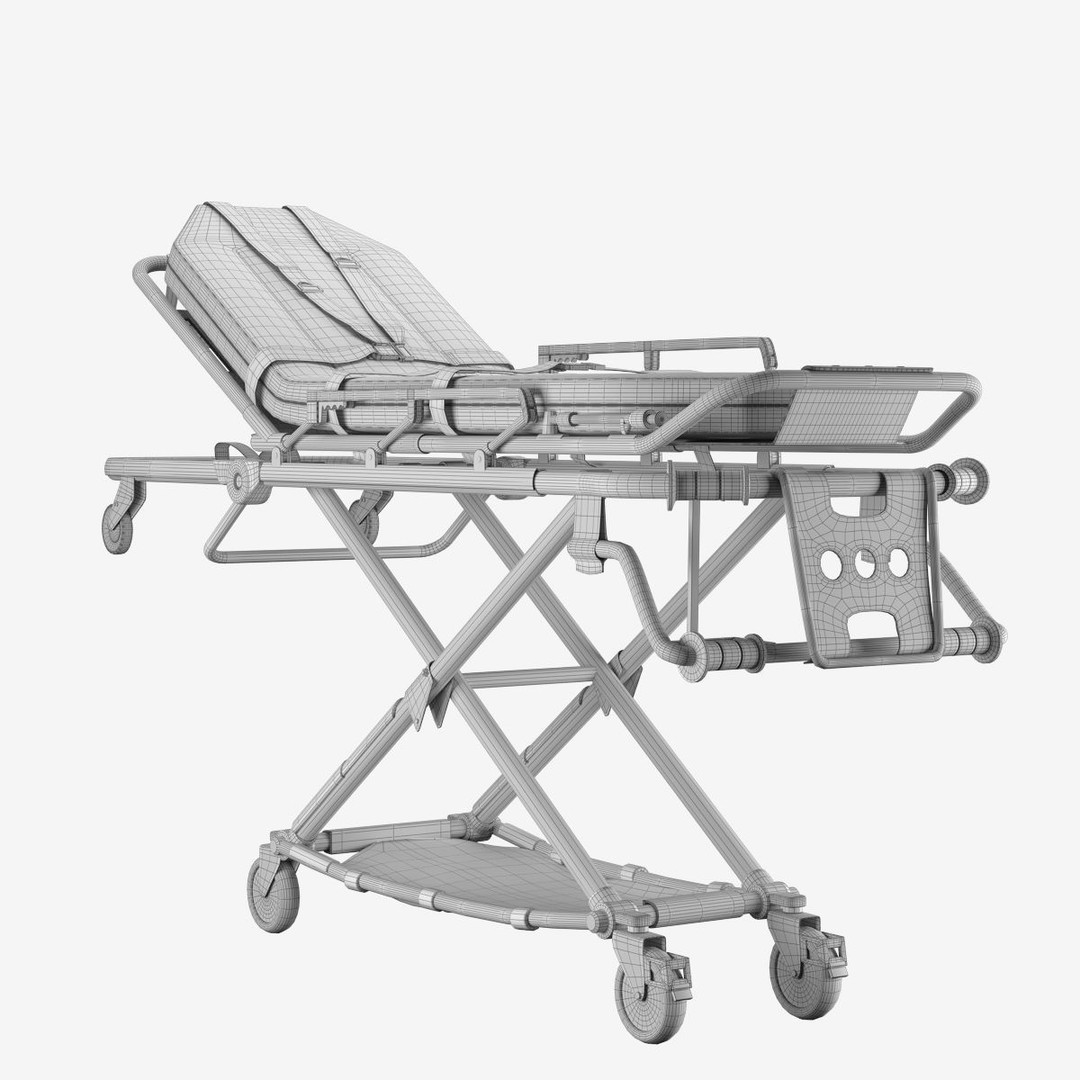 Ambulance Stretcher Trolley 3D Model – Detailed Medical Transport Asset, FBX, OBJ, Blender - View 14