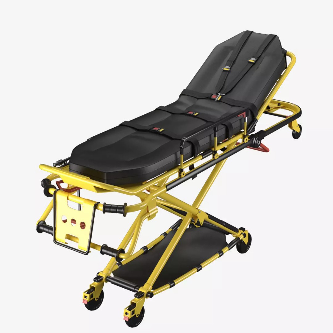 Ambulance Stretcher Trolley 3D Model – Detailed Medical Transport Asset, FBX, OBJ, Blender - View 2