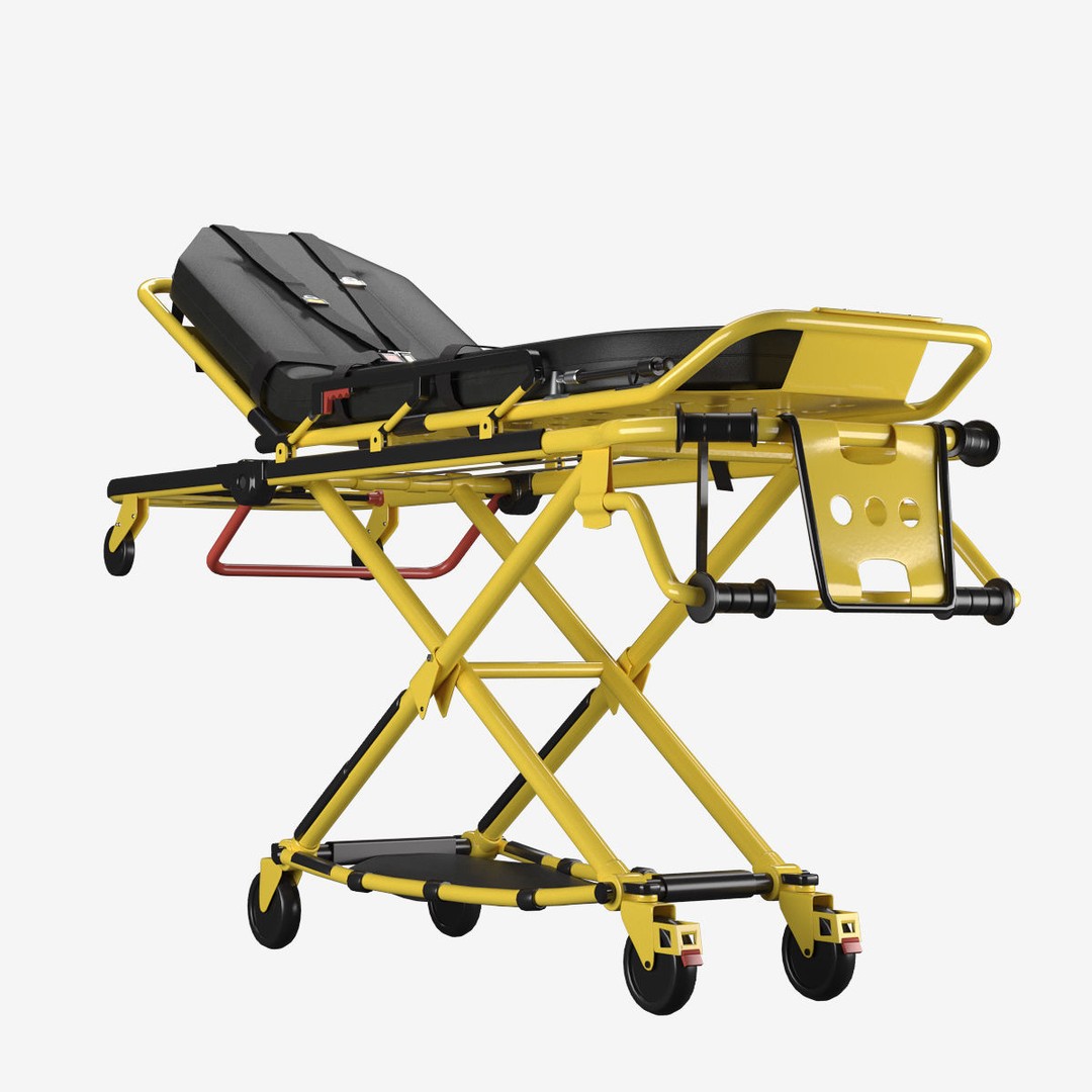 Ambulance Stretcher Trolley 3D Model – Detailed Medical Transport Asset, FBX, OBJ, Blender - View 3