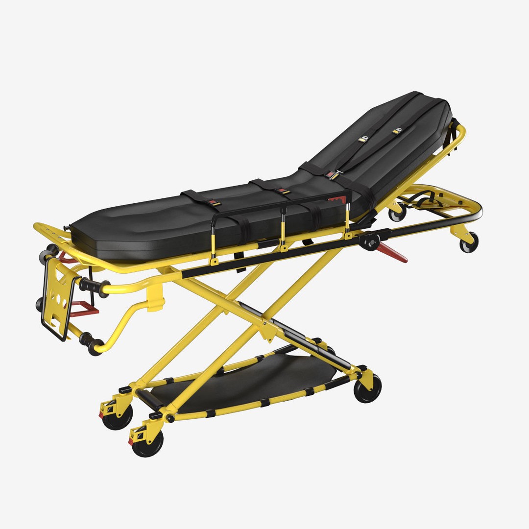Ambulance Stretcher Trolley 3D Model – Detailed Medical Transport Asset, FBX, OBJ, Blender - View 4