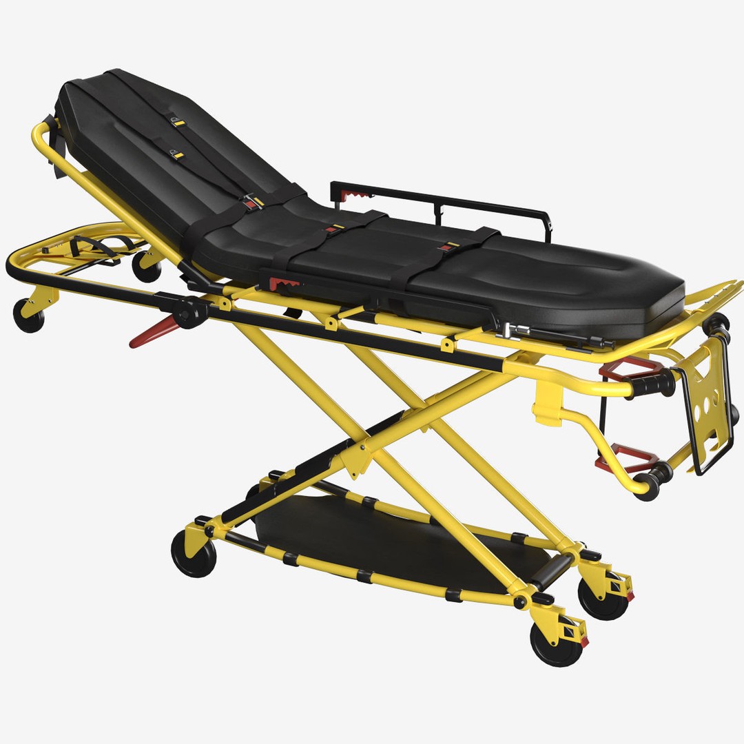 Ambulance Stretcher Trolley 3D Model – Detailed Medical Transport Asset, FBX, OBJ, Blender - View 5