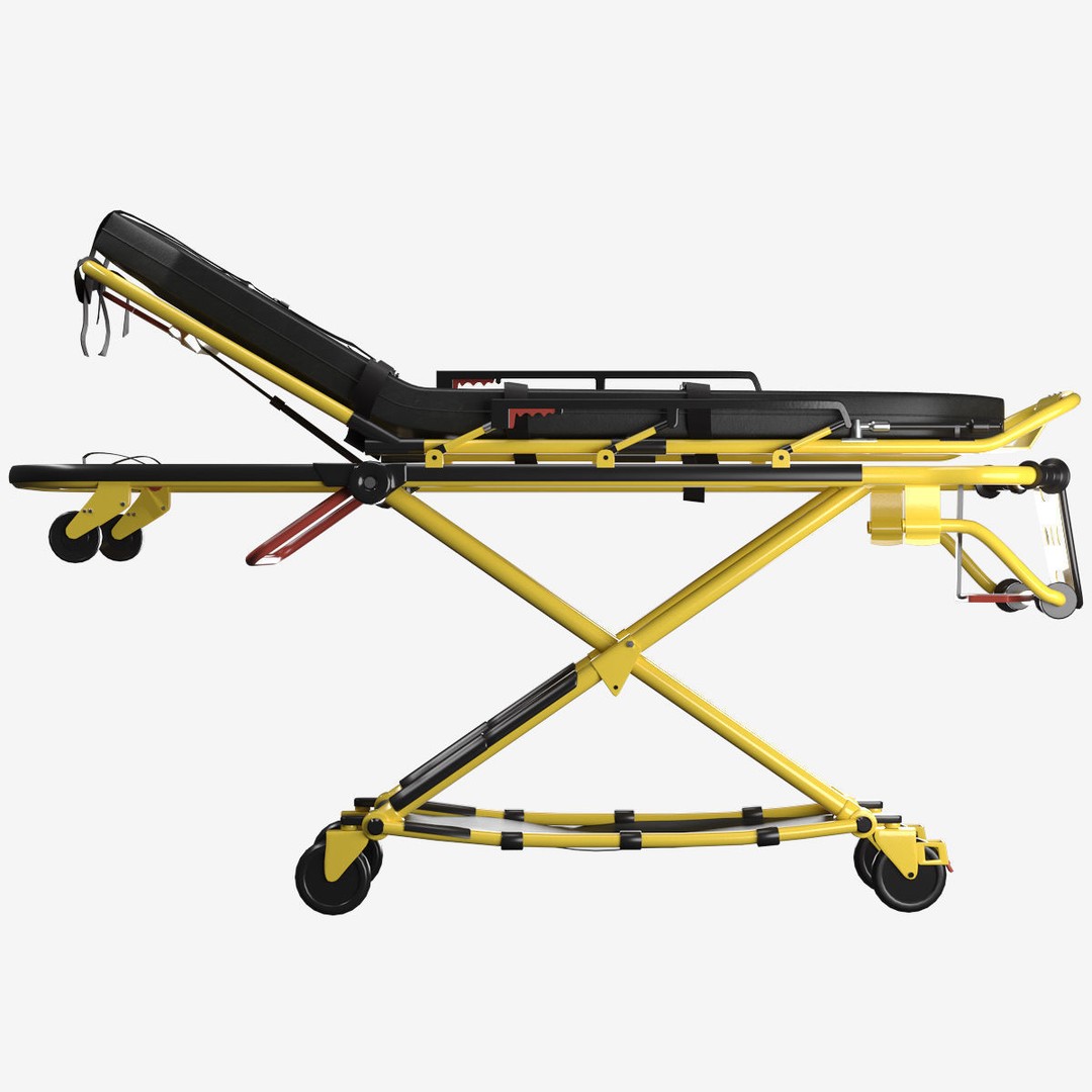 Ambulance Stretcher Trolley 3D Model – Detailed Medical Transport Asset, FBX, OBJ, Blender - View 7