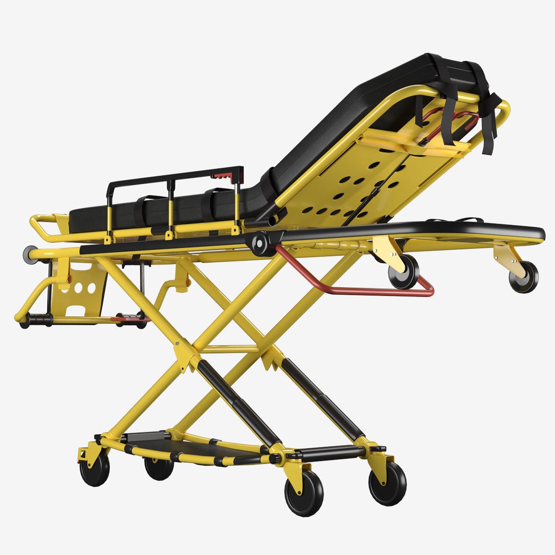 Ambulance Stretcher Trolley 3D Model – Detailed Medical Transport Asset, FBX, OBJ, Blender - View 8