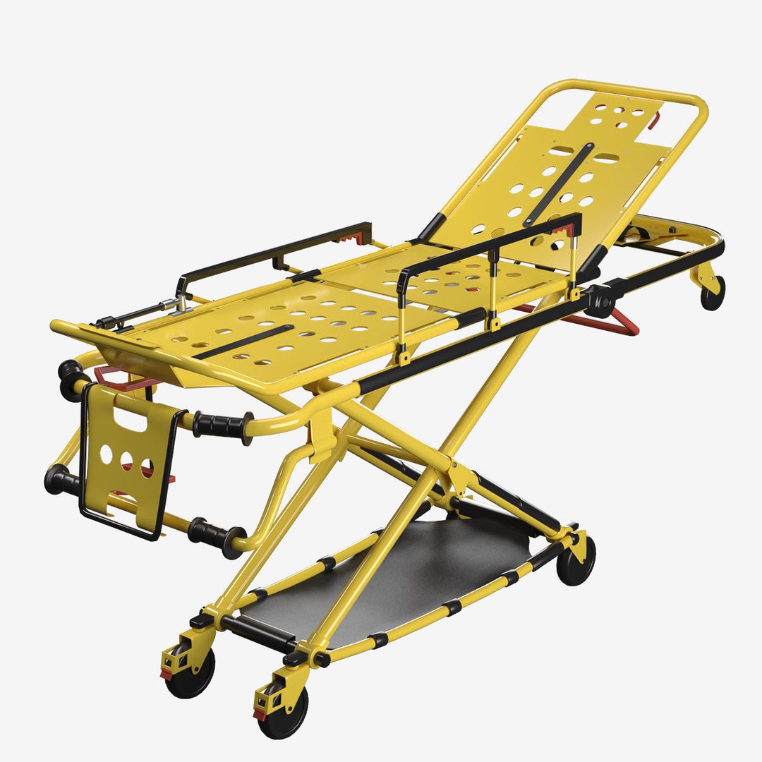 Ambulance Stretcher Trolley 3D Model – Detailed Medical Transport Asset, FBX, OBJ, Blender - View 9