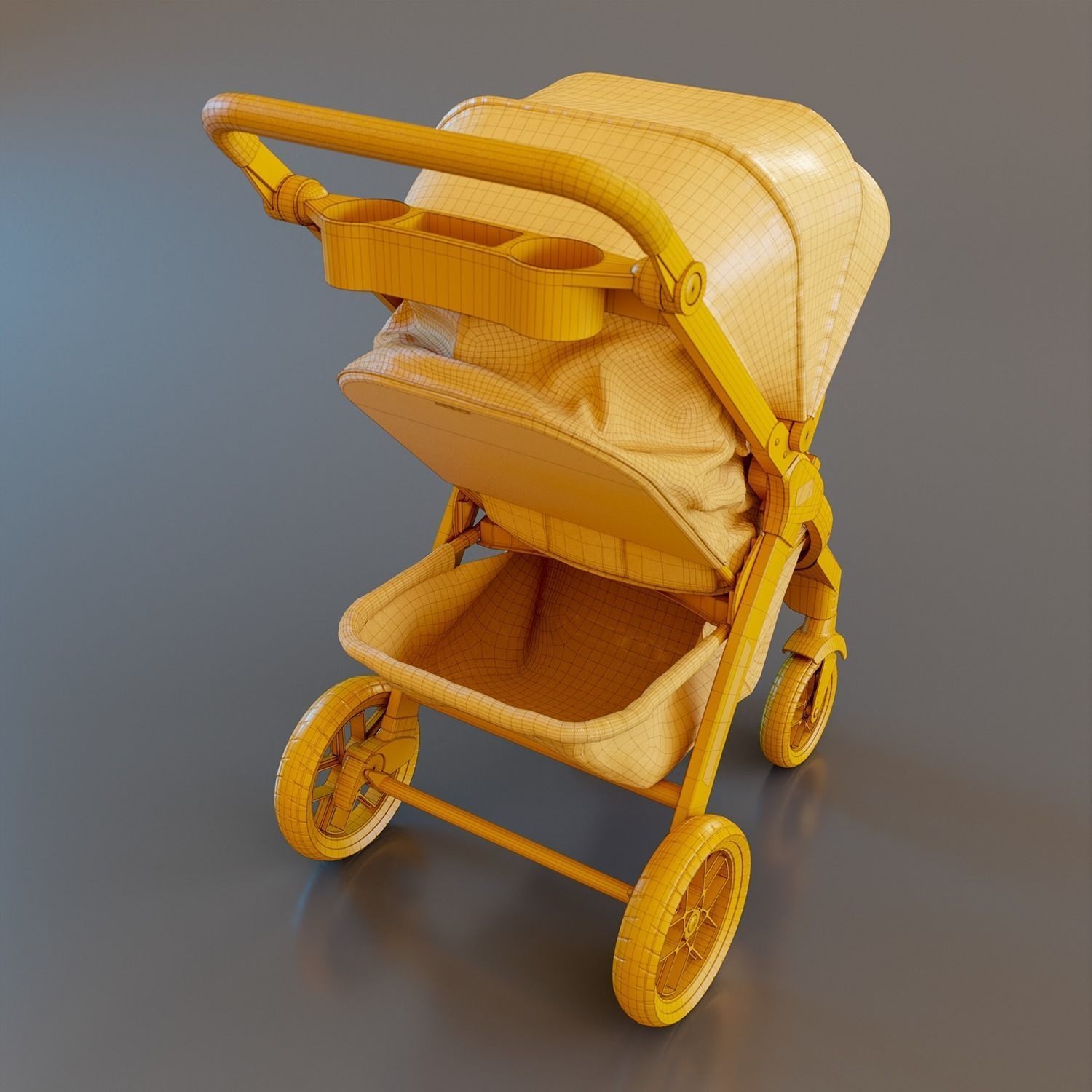 Bravo Baby Stroller - Low-Poly Game-Ready 3D Model - View 11