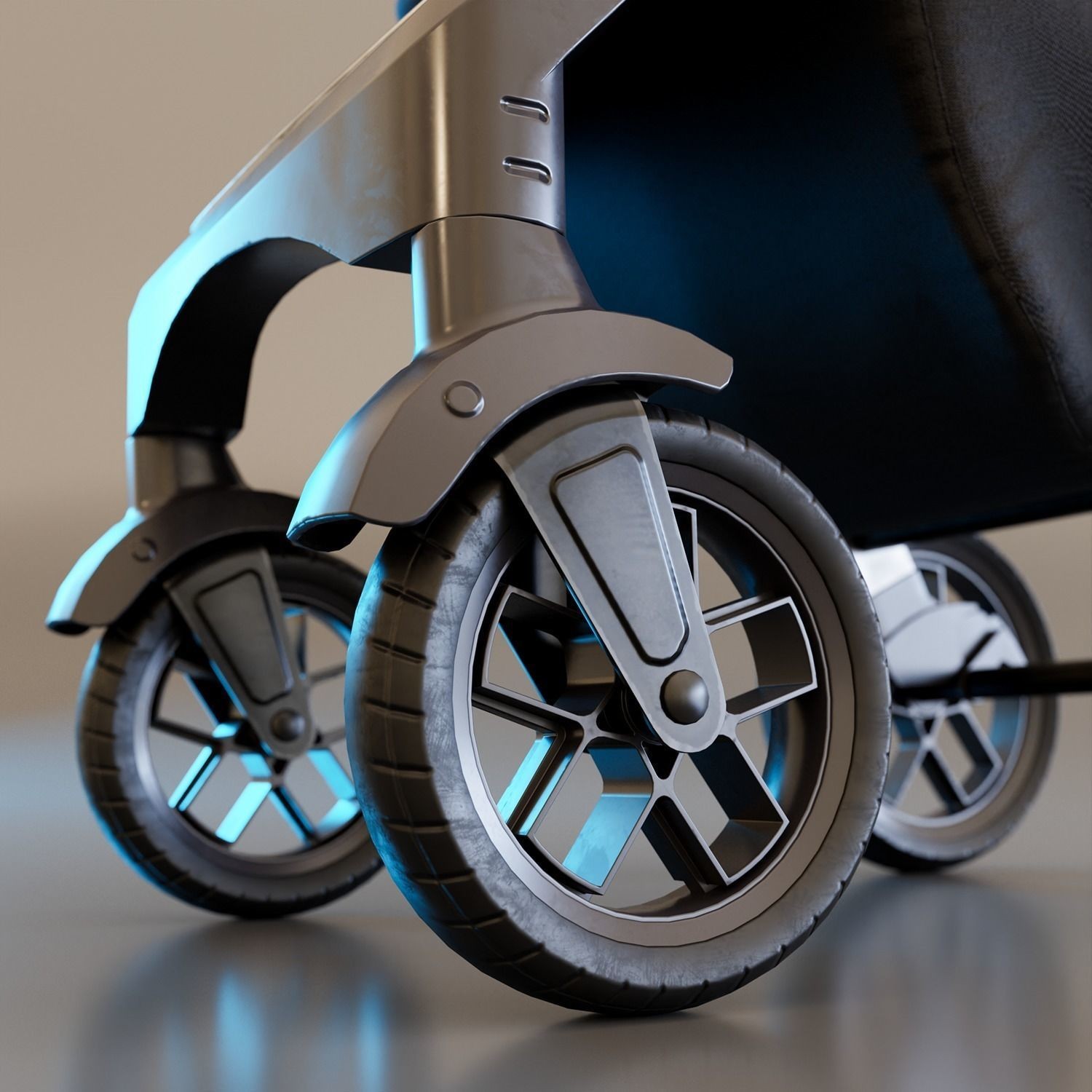 Bravo Baby Stroller - Low-Poly Game-Ready 3D Model - View 8