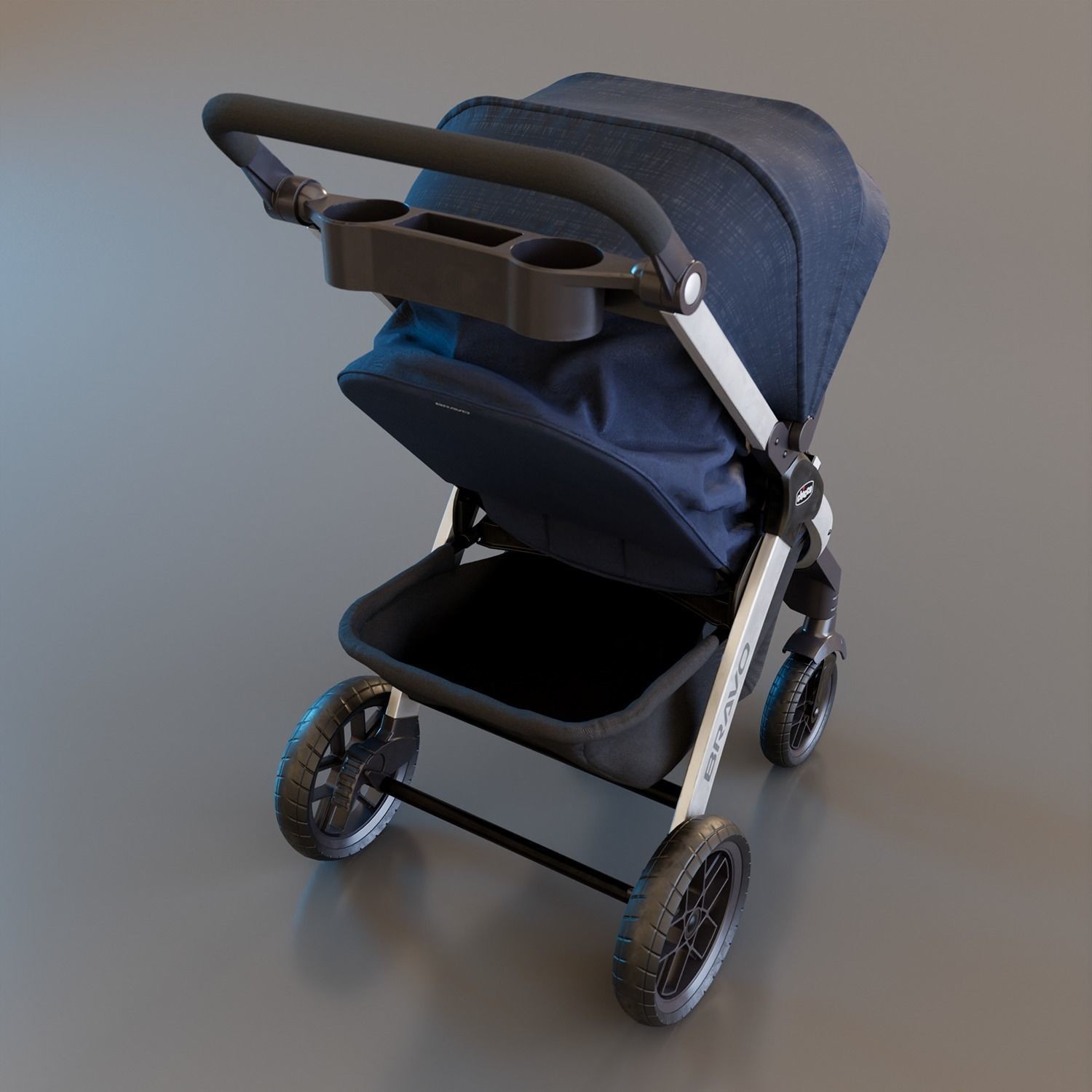 Bravo Baby Stroller - Low-Poly Game-Ready 3D Model - View 9
