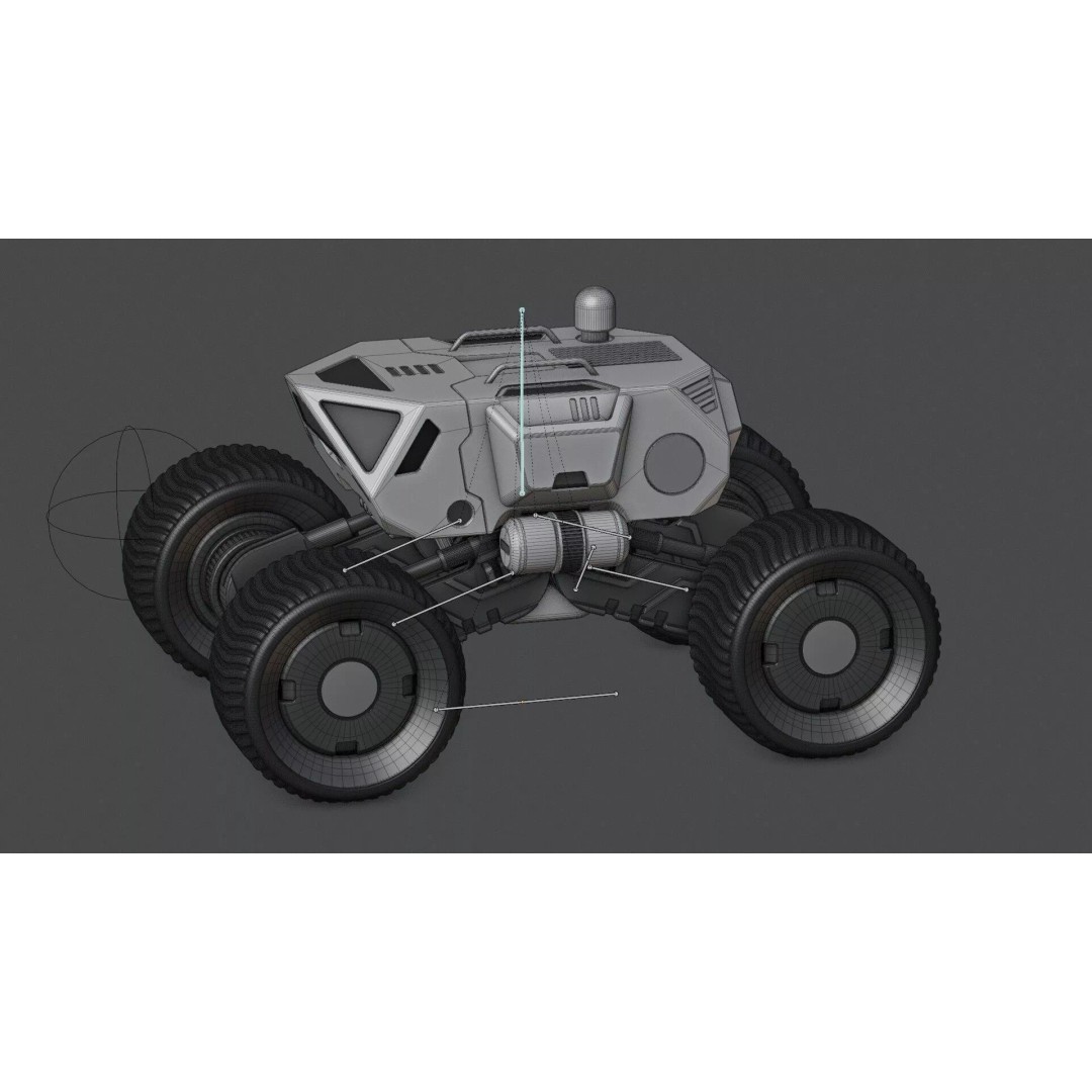 Lunar Rover H-11 3D Model – Rigged Sci-Fi Vehicle for Animation - View 38