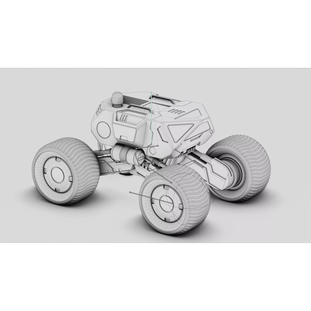 Lunar Rover H-11 3D Model – Rigged Sci-Fi Vehicle for Animation - View 40
