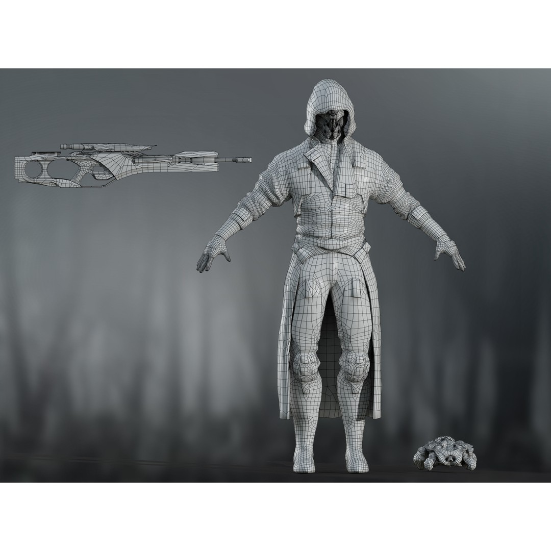 Sci-Fi Sniper Soldier 3D Model – Low-Poly Rigged Character, FBX, OBJ - View 13