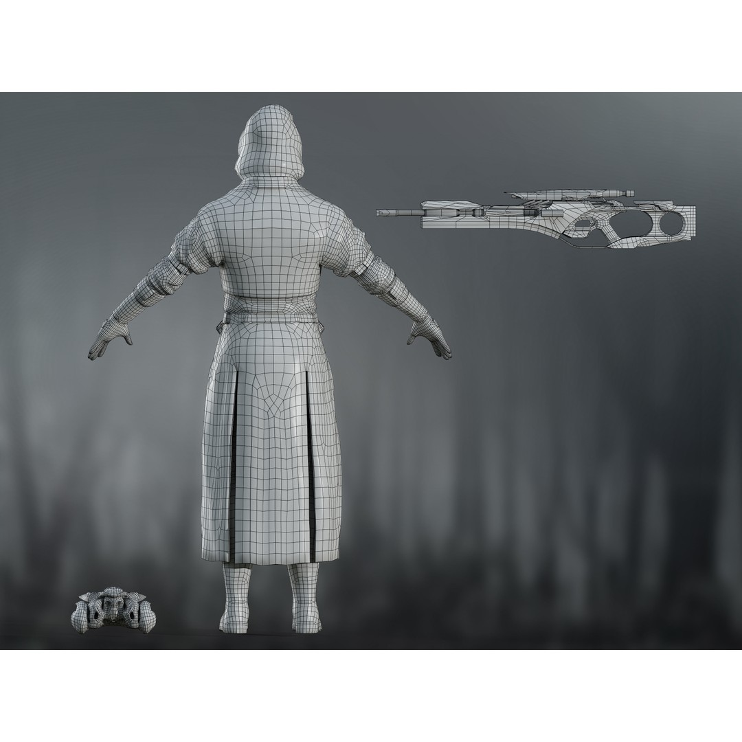 Sci-Fi Sniper Soldier 3D Model – Low-Poly Rigged Character, FBX, OBJ - View 14