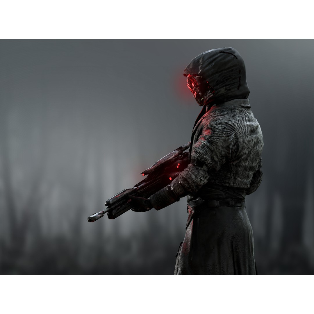 Sci-Fi Sniper Soldier 3D Model – Low-Poly Rigged Character, FBX, OBJ - View 4