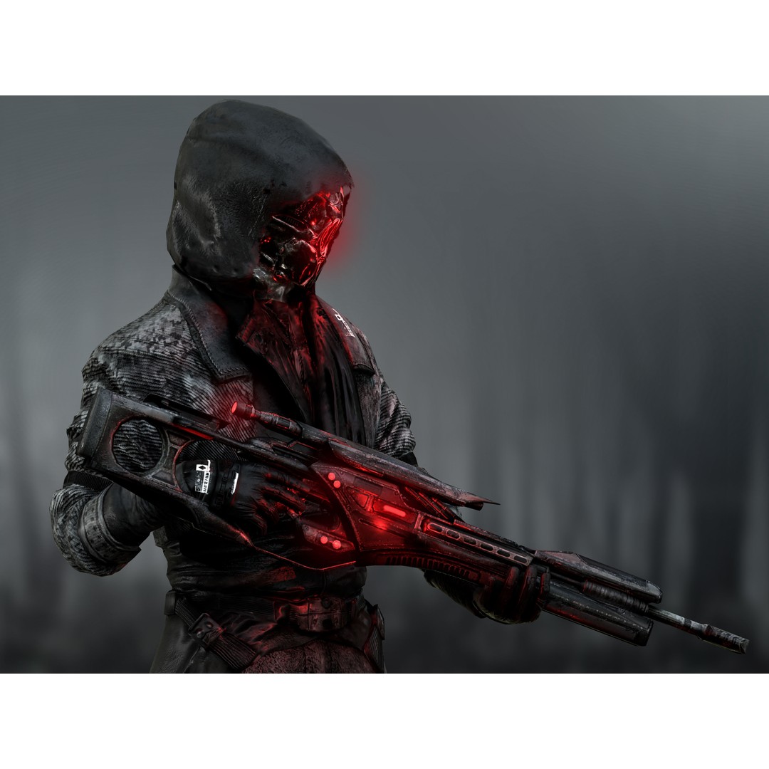 Sci-Fi Sniper Soldier 3D Model – Low-Poly Rigged Character, FBX, OBJ - View 7