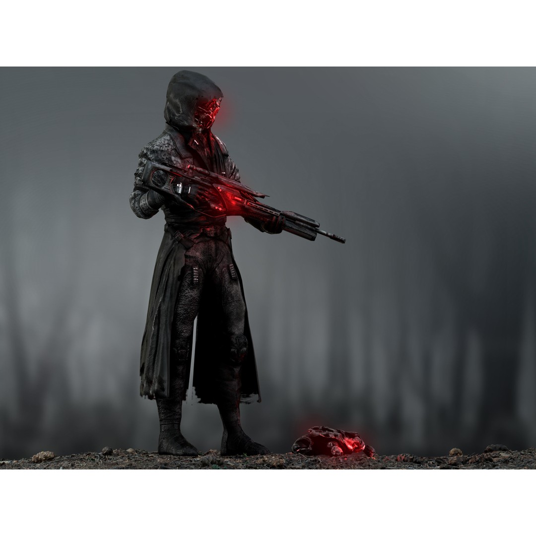 Sci-Fi Sniper Soldier 3D Model – Low-Poly Rigged Character, FBX, OBJ - View 9