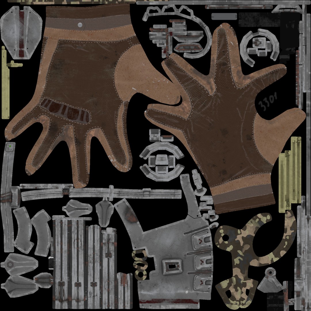 Robotic Gloves 3D Model – High Poly Exoskeleton for Games, FBX, OBJ