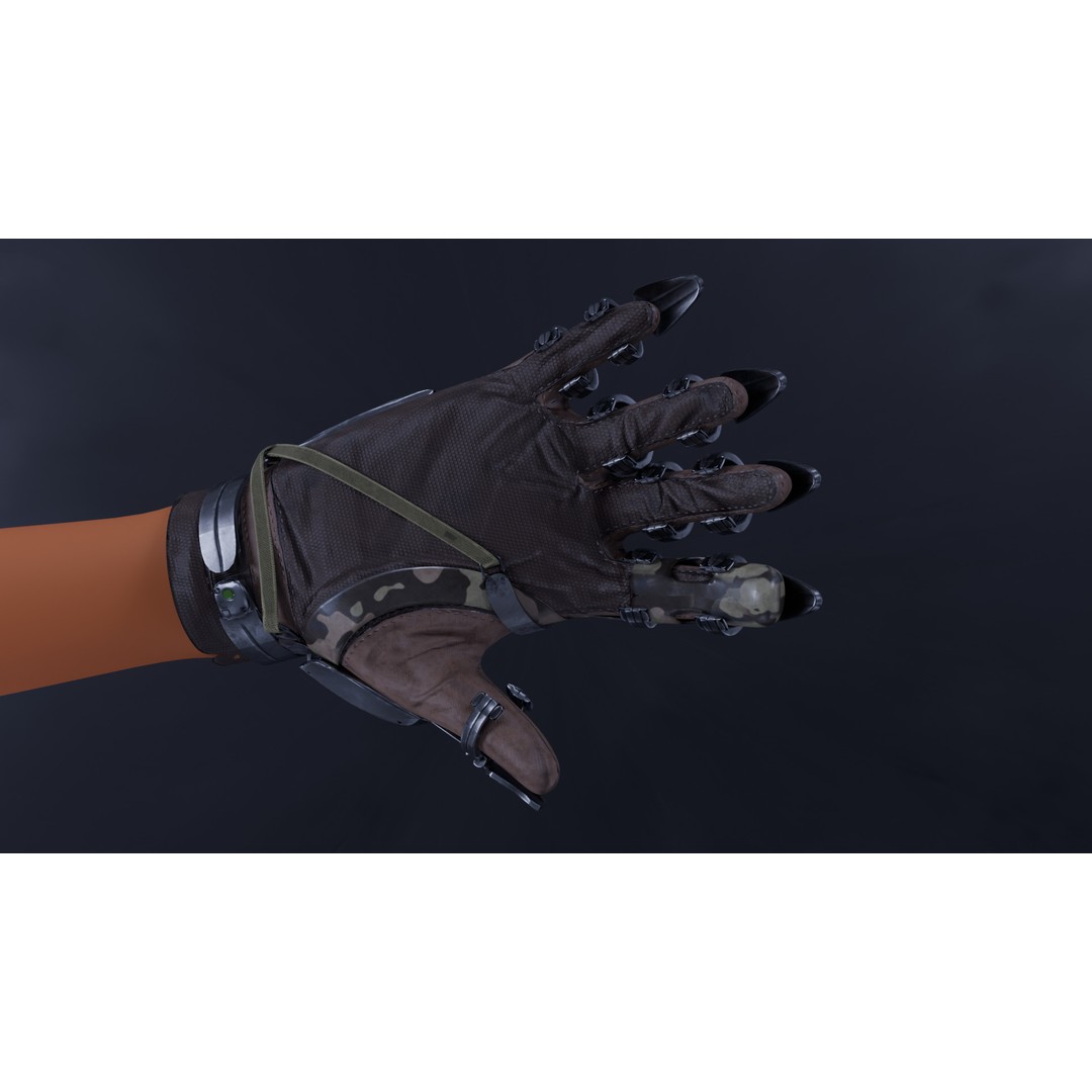 Robotic Gloves 3D Model – High Poly Exoskeleton for Games, FBX, OBJ - View 3