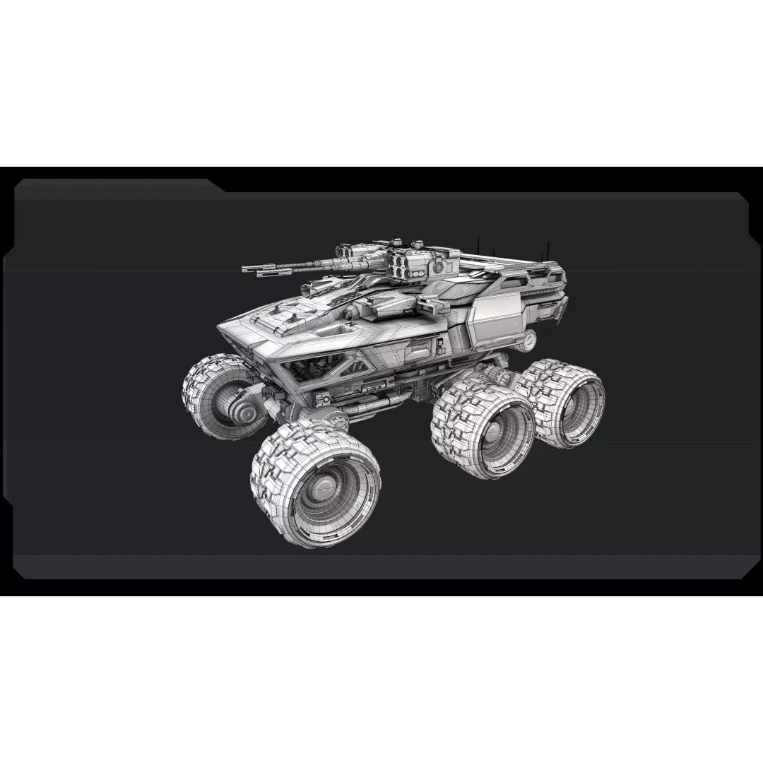 MPV 35 3D Model – Low Poly Sci-Fi Military Vehicle, FBX/OBJ