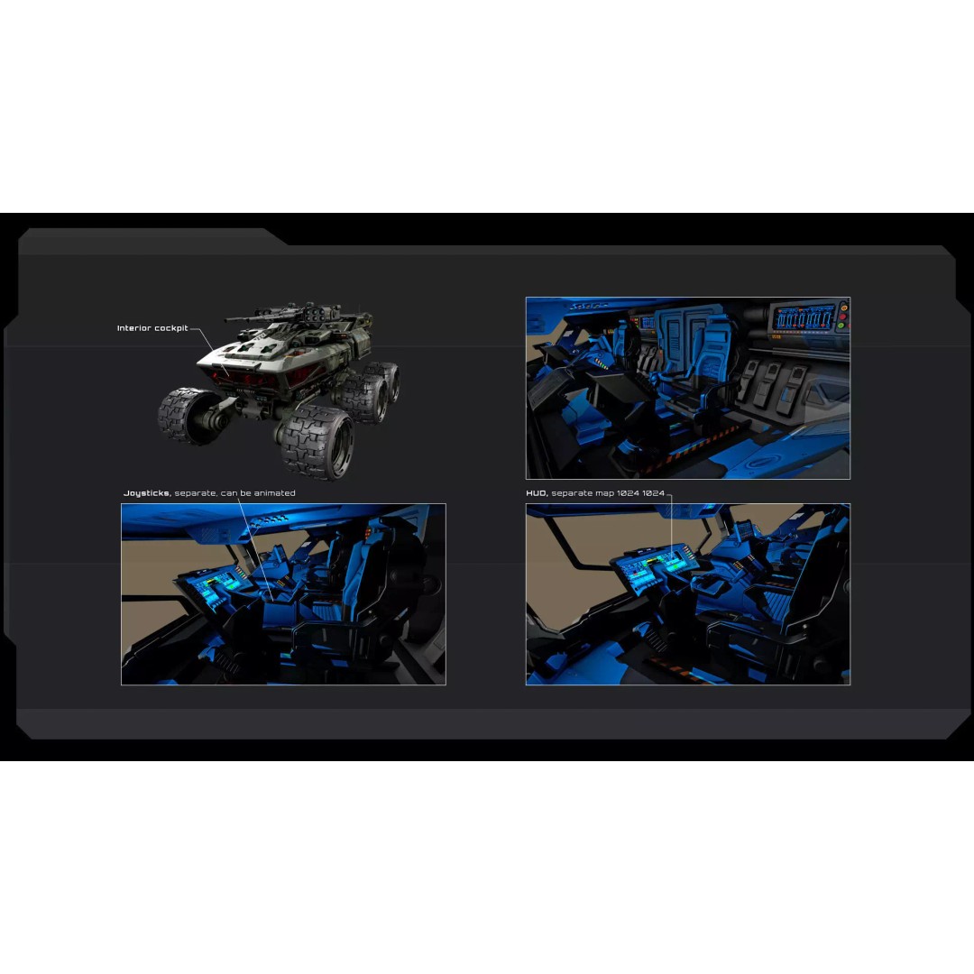 MPV 35 3D Model – Low Poly Sci-Fi Military Vehicle, FBX/OBJ - View 11