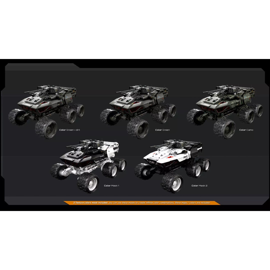 MPV 35 3D Model – Low Poly Sci-Fi Military Vehicle, FBX/OBJ - View 12