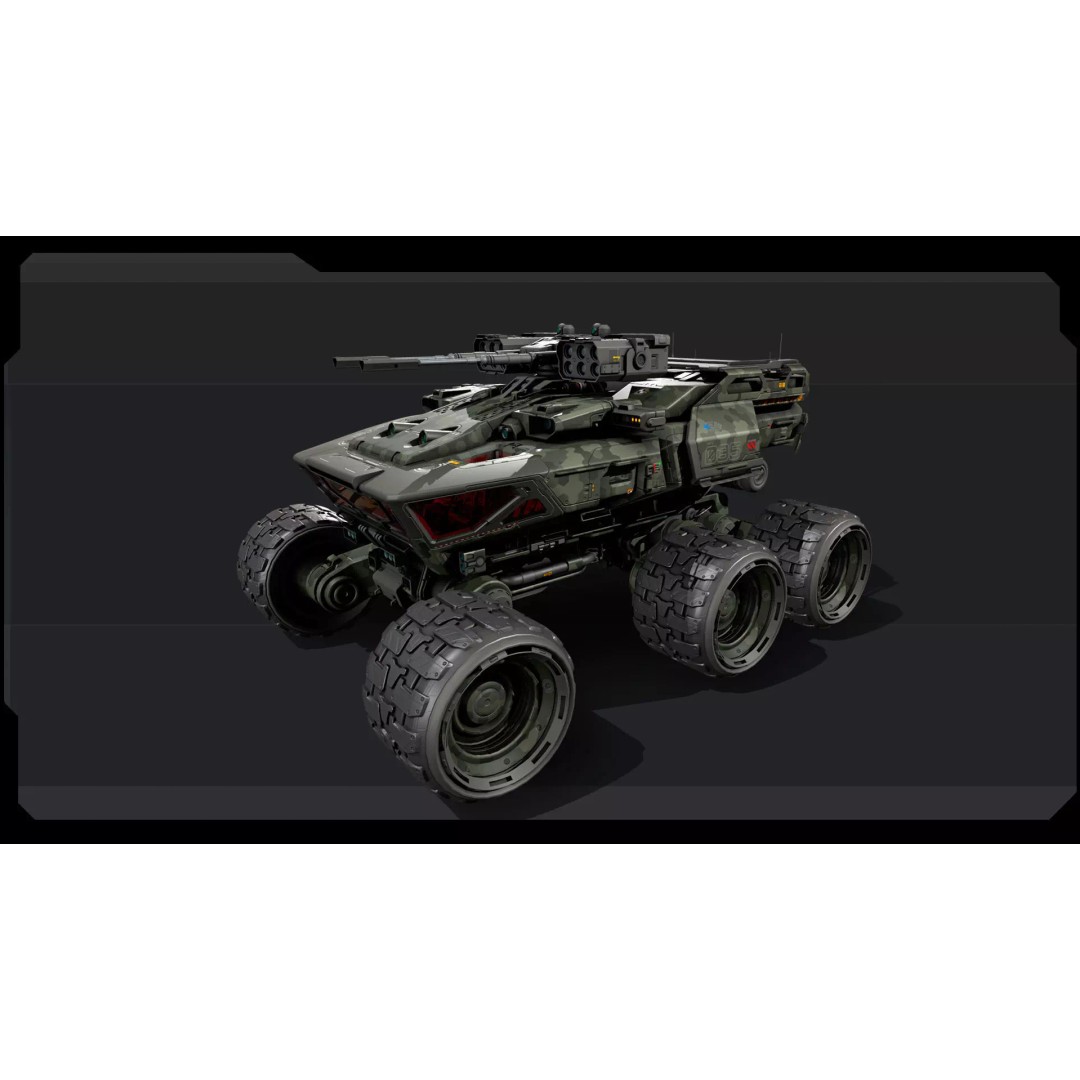 MPV 35 3D Model – Low Poly Sci-Fi Military Vehicle, FBX/OBJ - View 4